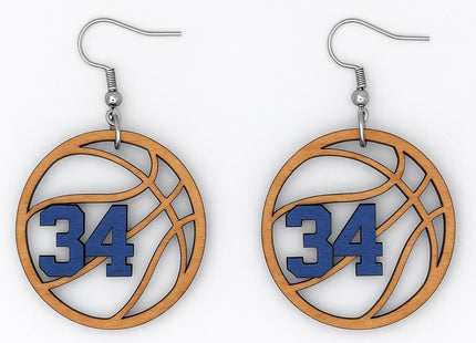Custom Basketball Earrings With Number | Hand Painted Wood Team Earrings