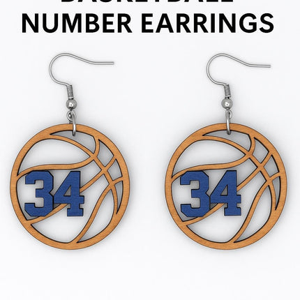 Custom Basketball Earrings With Number | Hand Painted Wood Team Earrings