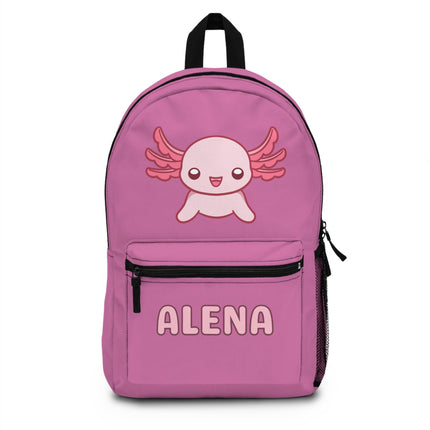 Kids Axolotl School Backpack | Personalized School Bag | Light Purple Book Bag