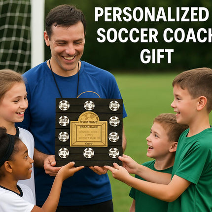 Personalized Soccer Coach Plaque: Custom Engraved Wooden Team Award