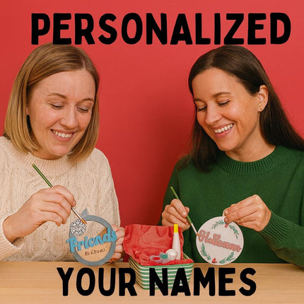 Best Friends Personalized Holiday Ornaments – DIY Craft Kit with Names – Custom Wood Ornament Gift for Friends