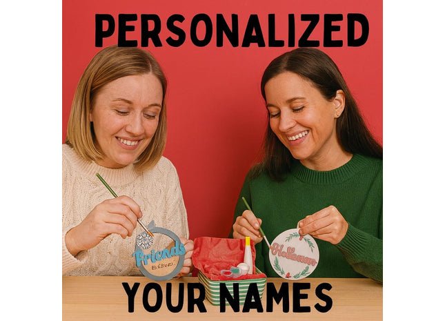 Best Friends Personalized Holiday Ornaments – DIY Craft Kit with Names – Custom Wood Ornament Gift for Friends