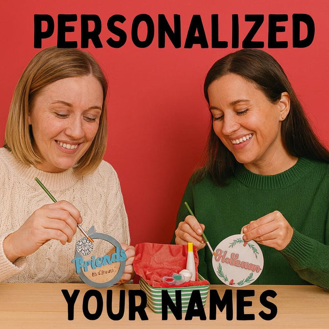 Best Friends Personalized Holiday Ornaments – DIY Craft Kit with Names – Custom Wood Ornament Gift for Friends
