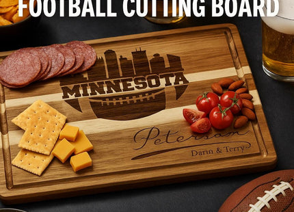 Personalized Minnesota Football Cutting Board: Engraved Acacia Wood Cheese Board