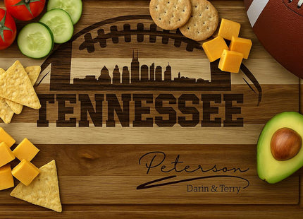 Personalized Tennessee Football Cutting Board: Engraved Acacia Wood Sports Gift