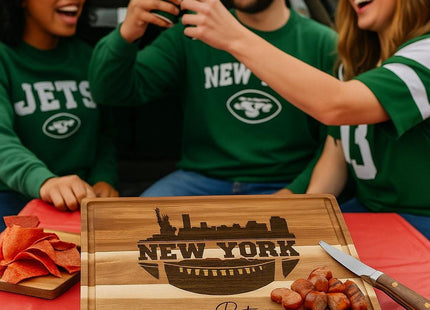 New York Football Cheese Board | Personalized Acacia Charcuterie Board
