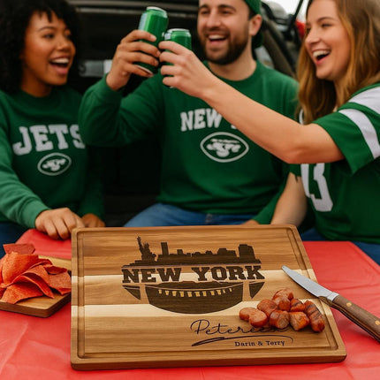 New York Football Cheese Board | Personalized Acacia Charcuterie Board