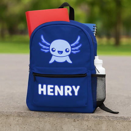 Personalized Axolotl Backpack: Custom Kids School Bag, USA Made