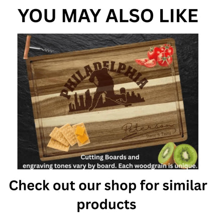 Philadelphia Football Cutting Board – Personalized Acacia Wood Gift | Custom Engraved Charcuterie Board | Tailgate & Game Day Gift