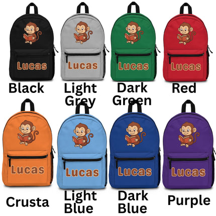 Personalized Monkey Backpack: Custom Name School Bag, USA Made