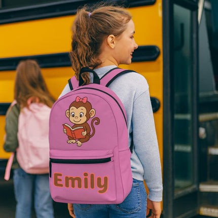 Personalized Monkey Backpack: Custom Name School Bag, USA Made