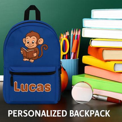 Personalized Monkey Backpack: Custom Name School Bag, USA Made