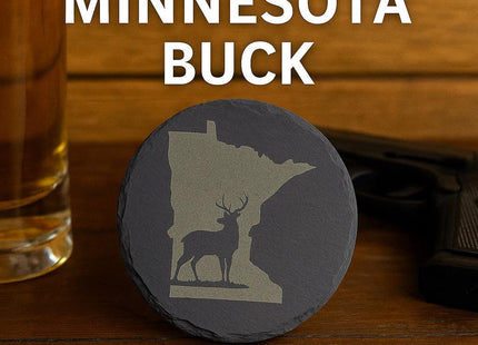 Minnesota Sportsman Coasters | Round Slate Drink Coasters | Minnesota Outdoors Gift | Minnesota Fishing and Hunting Coasters