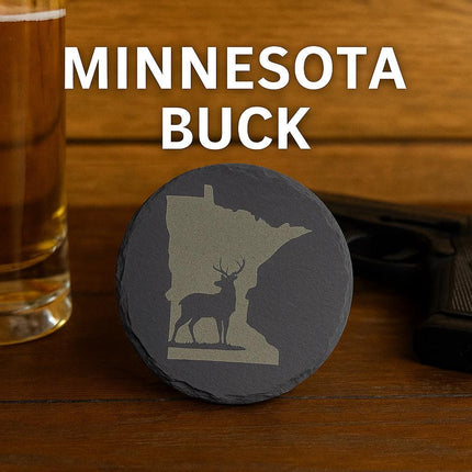 Minnesota Sportsman Coasters | Round Slate Drink Coasters | Minnesota Outdoors Gift | Minnesota Fishing and Hunting Coasters