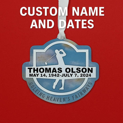 Personalized Golf Memorial Ornament: Hand-Painted Sympathy Keepsake