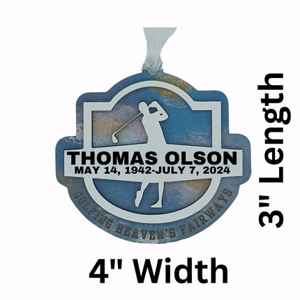 Personalized Golf Memorial Ornament: Hand-Painted Sympathy Keepsake