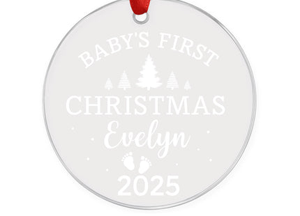 Personalized Baby's First Christmas Ornament 2025: Engraved Glass Keepsake