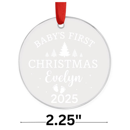 Personalized Baby's First Christmas Ornament 2025: Engraved Glass Keepsake