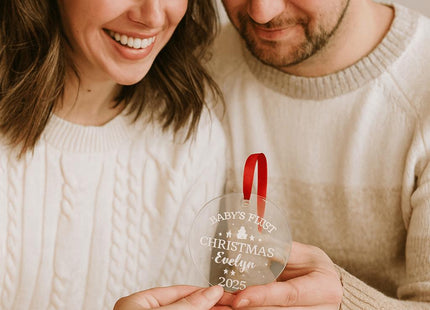 Personalized Baby's First Christmas Ornament 2025: Engraved Glass Keepsake