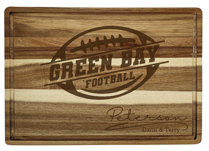 Personalized Green Bay Football Acacia Wood Cutting Board: Super Bowl Gift
