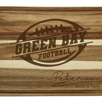 Personalized Green Bay Football Acacia Wood Cutting Board: Super Bowl Gift