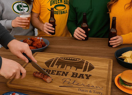 Personalized Green Bay Football Acacia Wood Cutting Board: Super Bowl Gift