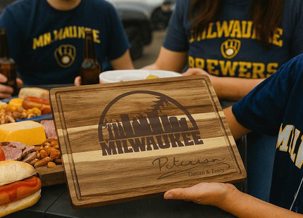 Personalized Milwaukee Baseball Cutting Board: Engraved Acacia Wood Gift