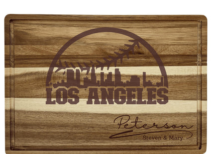 Personalized Los Angeles Baseball Cutting Board: Engraved Acacia Wood