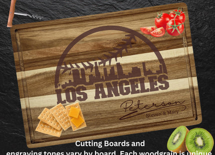Personalized Los Angeles Baseball Cutting Board: Engraved Acacia Wood