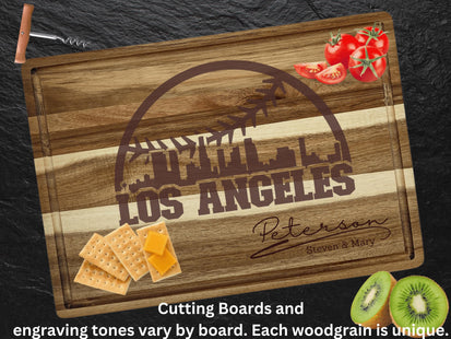 Personalized Los Angeles Baseball Cutting Board: Engraved Acacia Wood