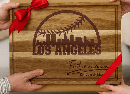 Personalized Los Angeles Baseball Cutting Board: Engraved Acacia Wood