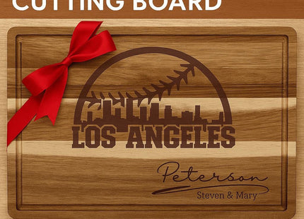 Personalized Los Angeles Baseball Cutting Board: Engraved Acacia Wood