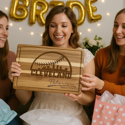 Personalized Cleveland Baseball Cutting Board: Engraved Acacia Wood Gift