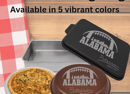 Personalized Alabama Football Baking Pan: Engraved Cake Pan with Lid