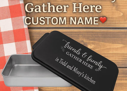 Personalized Aluminum Cake Pan with Lid | Friends & Family Gather Here