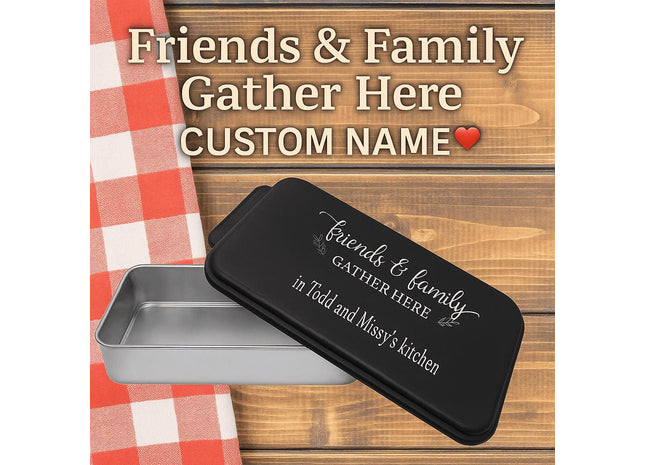 Personalized Aluminum Cake Pan with Lid | Friends & Family Gather Here