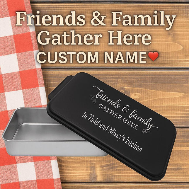 Personalized Aluminum Cake Pan with Lid | Friends & Family Gather Here