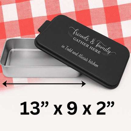 Personalized Aluminum Cake Pan with Lid | Friends & Family Gather Here