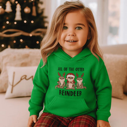 Kids Christmas Otter Reindeer Hoodie: Festive Winter Sweatshirt