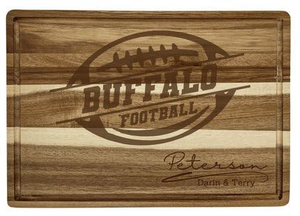 Personalized Buffalo Football Cutting Board: Acacia Wood Sports Fan Gift