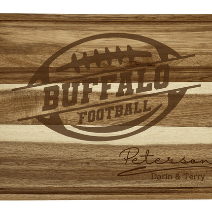 Personalized Buffalo Football Cutting Board: Acacia Wood Sports Fan Gift