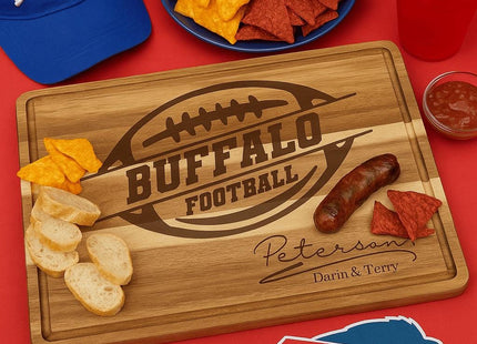 Personalized Buffalo Football Cutting Board: Acacia Wood Sports Fan Gift