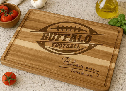Personalized Buffalo Football Cutting Board: Acacia Wood Sports Fan Gift