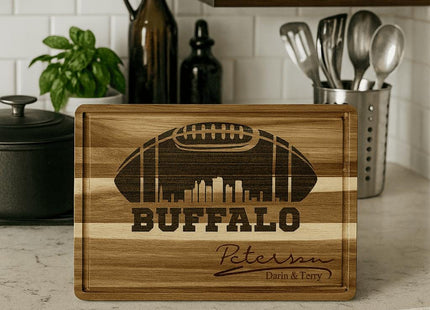 Buffalo Football Cheese Board | Personalized Acacia Charcuterie Board