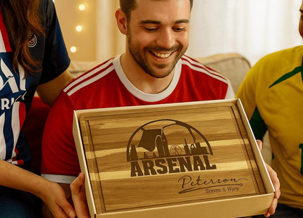 Arsenal FC Cutting Board – Personalized Acacia Wood Football Gift | Custom Engraved Soccer Board for Fans | London Kitchen Decor