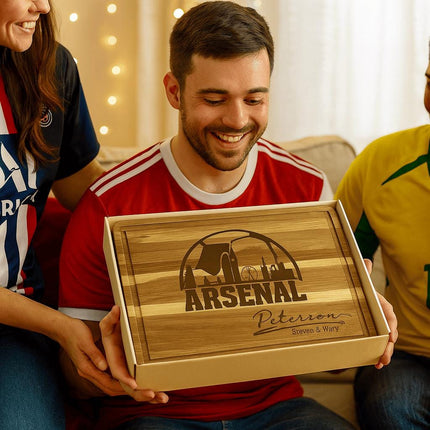 Arsenal FC Cutting Board – Personalized Acacia Wood Football Gift | Custom Engraved Soccer Board for Fans | London Kitchen Decor