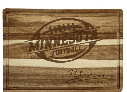Personalized Minnesota Football Cutting Board: Acacia Wood Sports Fan Gift