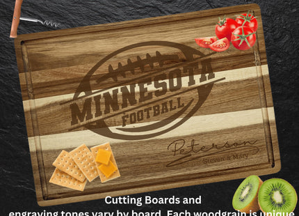 Personalized Minnesota Football Cutting Board: Acacia Wood Sports Fan Gift