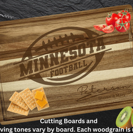 Personalized Minnesota Football Cutting Board: Acacia Wood Sports Fan Gift