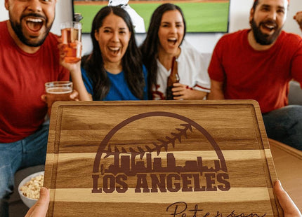 Personalized Los Angeles Baseball Cutting Board: Engraved Acacia Wood